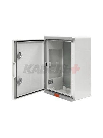 Пластиковый корпус 400х300х170 (ВхШхГ) серая дверь, с монтажной платой, Design Pro Series IP67