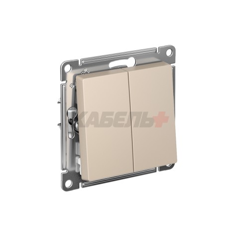 ATLASDESIGN 2-клавишный ПЕРЕКРЕСТНЫЙ ПЕРЕКЛЮЧАТЕЛЬ, сх.7+7, 10АХ, механизм, ПЕСОЧНЫЙ