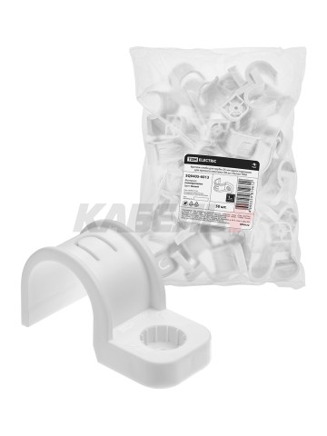 Крепеж-скоба для трубы 25 мм односторонняя для прямого монтажа (50 шт.) белая TDM