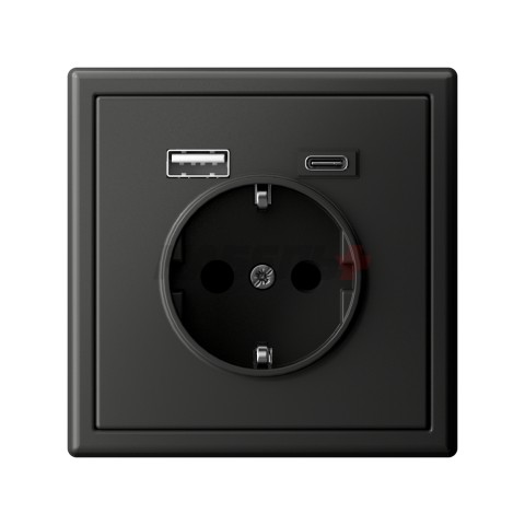 ARTGALLERY РОЗЕТКА 16А с 2 USB A+C, 5В/2,4А/3,0А, 2х5В/1,5А, механизм, БАЗАЛЬТ