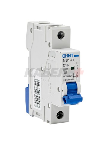 Автоматический выключатель NB1-63 1P 16A 6kA х-ка C (DB) (R)
