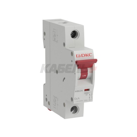 Модульный автоматический выключатель YON MB63, 1P, характеристика D, 1A, 6kA DKC