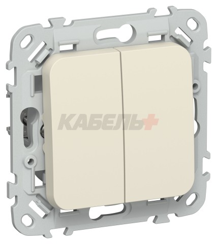 FLITE Выключатель 2-клавишный 10А ВС12-1-0-ФлСл сливочный IEK