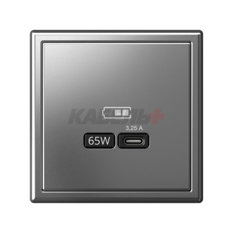 ARTGALLERY USB РОЗЕТКА тип-С 65Вт высокоскор.заряд. QC, PD, механизм, СТАЛЬ