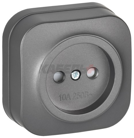 GLORY Розетка 1-местная для открытой установки без заземления с защитными шторками 10А РСш20-2-ХСм сталь матовый IEK