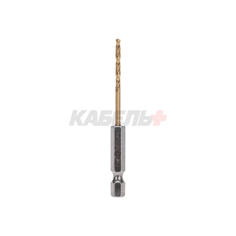 Сверло по металлу, 2,5мм, Р6М5, ТИТАН, шестигранный хвостовик (1 шт. в упаковке) DIN 338 KRANZ