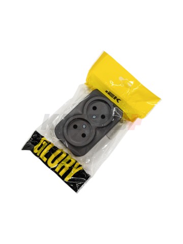 GLORY Розетка 2-местная для открытой установки без заземления без защитных шторок 10А РС22-2-ХСм сталь матовый IEK