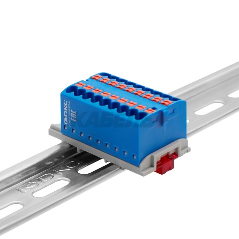Блок распределительный, зажим push-in, 18 точек подключения 2,5 кв.мм, синий DKC