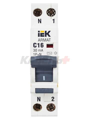 ARMAT Автоматический выключатель дифференциального тока B06S 1P+NP C16 30мА тип AC (18мм) IEK