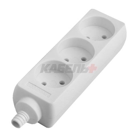 Розеточная колодка GSB-16-2-G-IP20 Easy, 16А, 2 места, с заземлением, без выключателя, IP20.