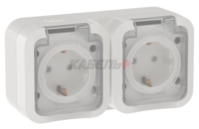 TORS Розетка 2-местная горизонтальная 16А IP55 TS322 белый IEK