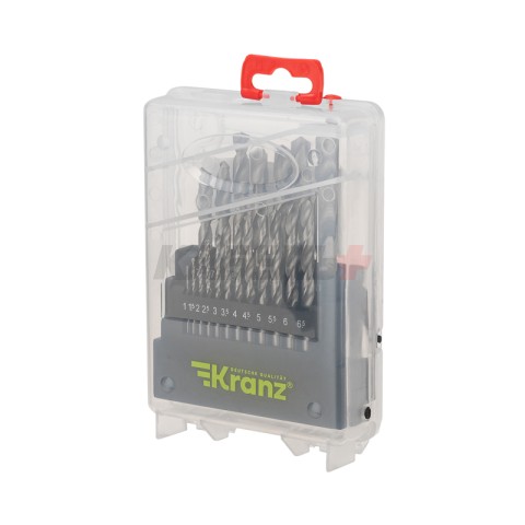 Набор сверл по металлу, 1-10мм (через 0,5мм), HSS 4241, цилиндрический хвостовик, 19 шт. KRANZ
