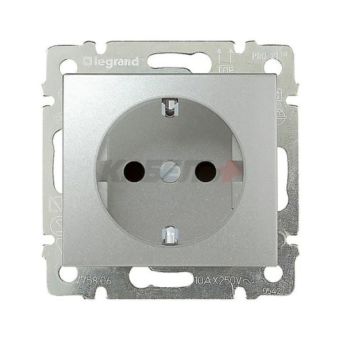 VALENA Розетка 1-местная с заземлением без защитных шторок 16А алюминий