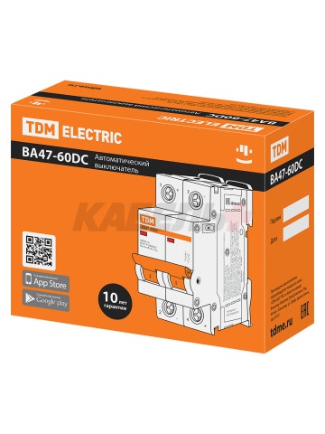 Авт. выкл.ВА47-60DC 2P 63А 6кА х-ка С TDM