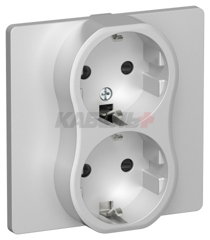 FLITE Розетка 2-местная с заземлением с защитными шторками безвинтовое крепление 16А РСш12-1-К-ФлА алюминий IEK