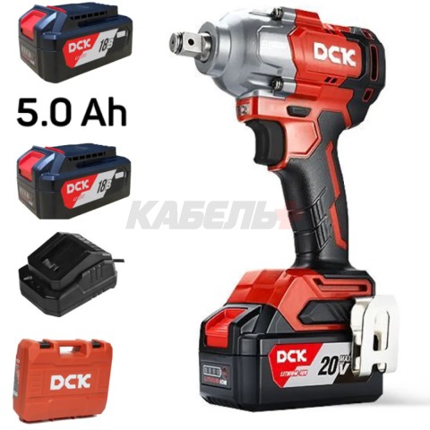 Гайковерт аккум ударный бесщеточный DCK KDPB488, 18В, 1/2 ", 2*5А/ч 488нм