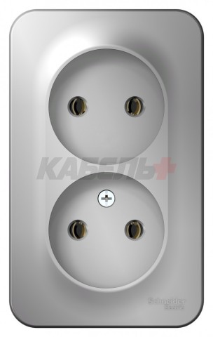 BLANCA О/У РОЗЕТКА двойная без заземления без шторок, ИЗОЛ.ПЛ., 16А, 250В, АЛЮМИНИЙ