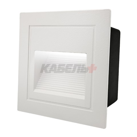 Светильник для ступеней 3Вт 5000К Металл Белый Квадрат General GSTL-S1-3BT-5K