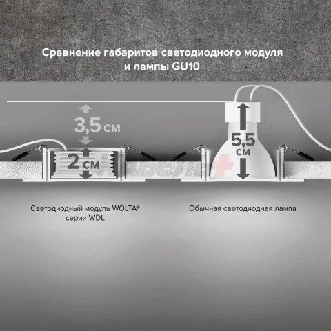 Светодиодный модуль WOLTA  WDL-MR16-220V10W6K-LC с линзой 10Вт 900лм 6500K угол 60°