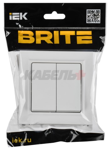 BRITE Выключатель 2-клавишный 10А в сборе ВСР10-2-0-БрАБ арктический белый IEK