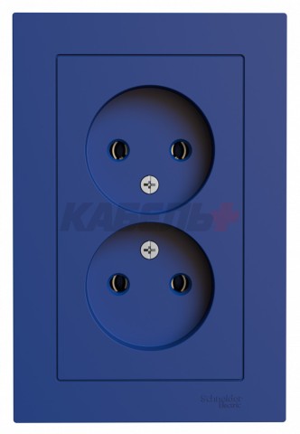 ATLASDESIGN РОЗЕТКА двойная без заземления, 16А, в сборе, АКВАМАРИН
