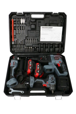 Аккумуляторный бесщеточный НАБОР 3в1 УШМ MKDGA-18V, гайковерт MKDTW-18V, перфоратор MKDHR-18V (Li-ion-2шт 18В, 4.0Ач, З/У)