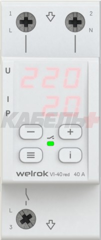 Реле напряжения с контролем тока Welrok VI-40 red