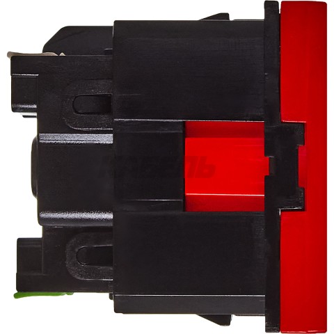 Розетка с заземляющим контактом защитной шторкой и безвинтовым зажимом (2 модуля) красная