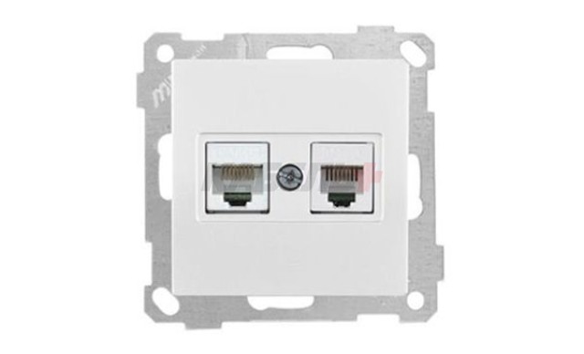 21 - Розетка телефонная RJ-12+RJ-45 кат.5е, белая