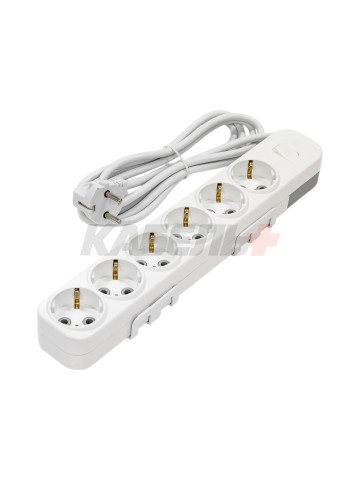 EL-BI,Myra,удлинитель 6гн2м с/з с выкл. белый,527-010202-612