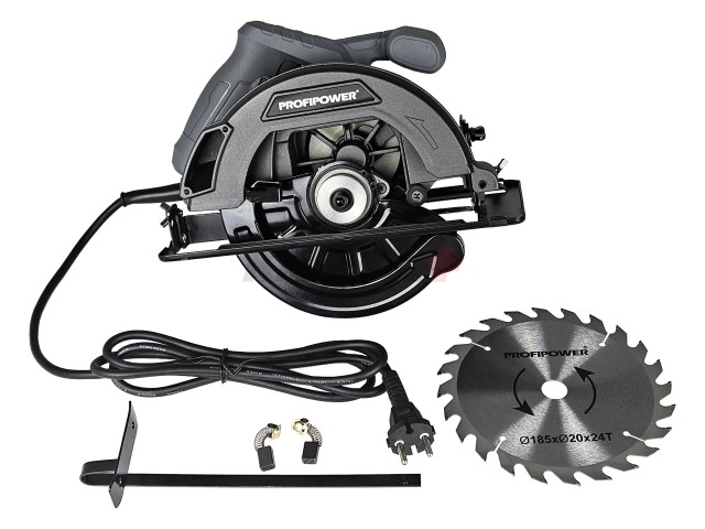 Пила циркулярная E0265 PROFIPOWER ДП-185 (1200Вт, 5500об/мин, диск 185х20мм, пропил 47/61мм, 45°)