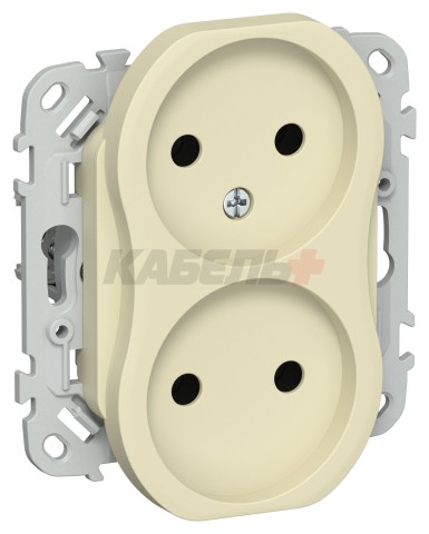 FLITE Розетка 2-местная без заземления без защитных шторок безвинтовое крепление 10А РС02-1-ФлН навахо IEK