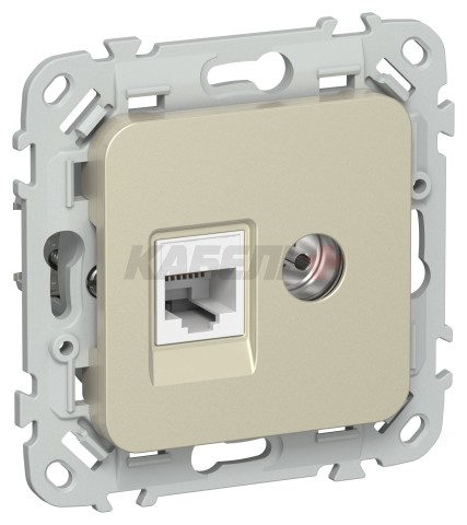 FLITE Розетка 2-местная RJ45/TV категория 5Е UTP РКТВ5е-2-0-ФлШ шампань IEK