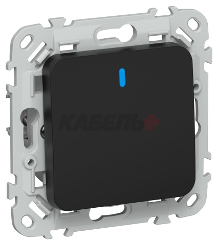 FLITE Выключатель 1-клавишный проходной с индикацией 10А ВС61-1-1-ФлЧ черный IEK