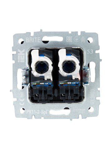 BRITE Розетка компьютерная двойная RJ45 кат.6 РК11-2-БрГ графит IEK