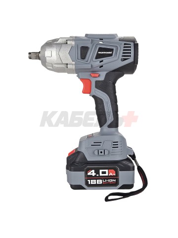 Аккумуляторный гайковерт бесщеточный ударный E0105 ProfiPower DWDTW-20V (Li-ion-1шт, 4.0Ач, 600Нм, З/У, кейс)