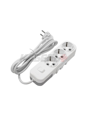 EL-BI,Myra,удлинитель 3гн2м с/з с выкл. белый,527-010202-312