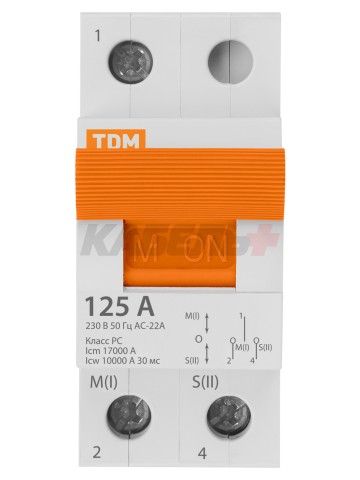 Модульный переключатель трехпозиционный МП-125 1P 125А TDM