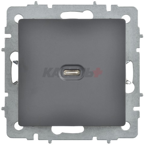 BRITE Розетка USB C 65Вт высокоскоростная зарядка РЮ12-1-БрГ графит IEK