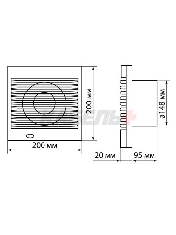 Вентилятор бытовой настенный, 150 С-Т, таймер, белый, TDM