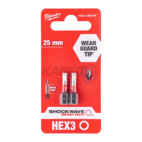 Бита Shockwave Hex3 25 мм (2 шт), MILWAUKEE