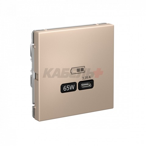 ARTGALLERY USB РОЗЕТКА тип-С 65Вт высокоскор.заряд. QC, PD, механизм, ПЕСОЧНЫЙ