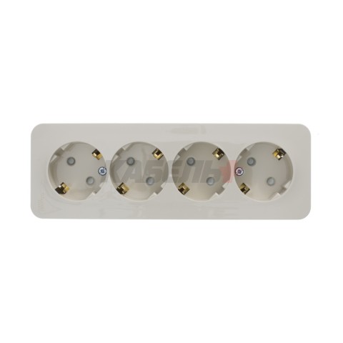 BLANCA О/У РОЗЕТКА 4-я с заземлением со шторками, ИЗОЛ.ПЛ., 16А, 250В, БЕЖЕВЫЙ