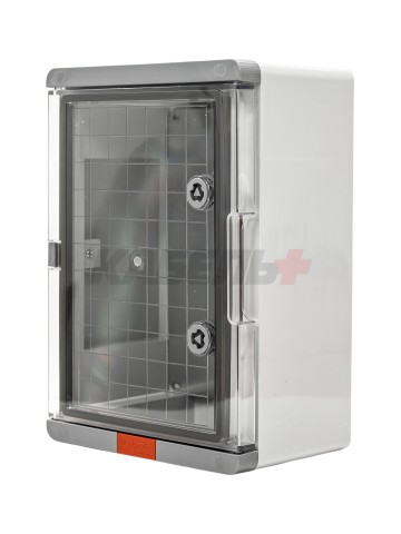 Пластиковый корпус 350х250х150 (ВхШхГ) прозрачная дверь, с монтажной платой, Design Pro Series IP67