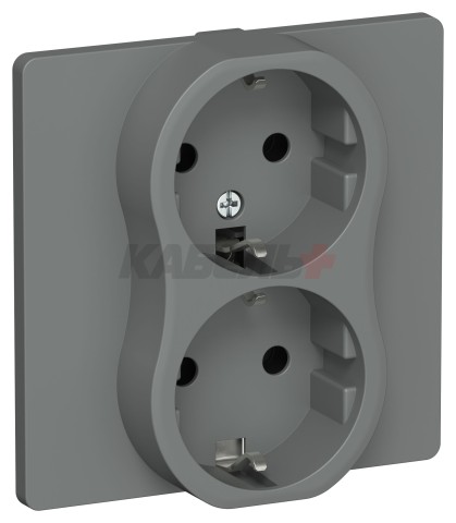 FLITE Розетка 2-местная с заземлением без защитных шторок 16А РС12-0-К-ФлМА мокрый асфальт IEK