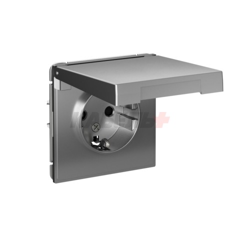 ARTGALLERY РОЗЕТКА с заземл. со шторк. с крышкой, 16А, IP20, механизм, СТАЛЬ