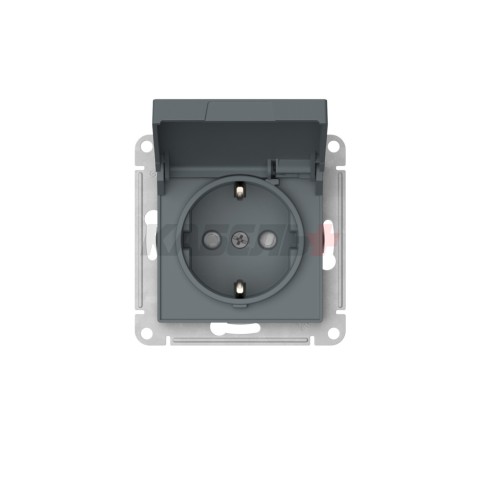ATLASDESIGN РОЗЕТКА с заземлением со шторками с крышкой,16А,IP20, мех.,быстрозажим. клем., ГРИФЕЛЬ