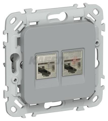 FLITE Розетка 2-местная компьютерная RJ45 категория 6 STP РК6-2-1-ФлС серый IEK