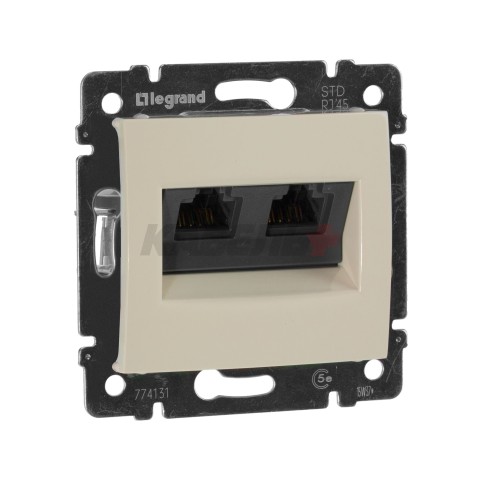 VALENA Розетка компьютерная двойная RJ45 категория 5Е UTP с захватами слоновая кость