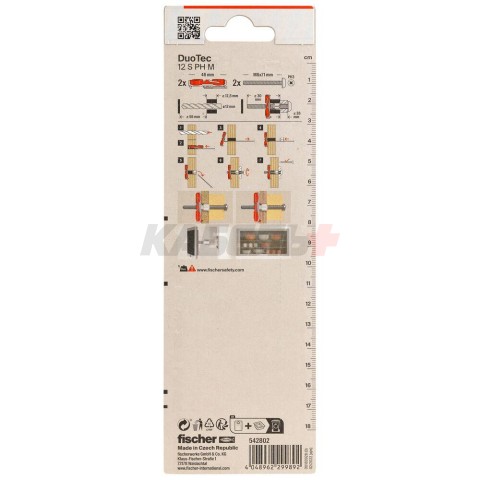 Дюбель Fischer DUOTEC 12 TOGGLE FIXING с винтом (упак. 2шт) (542802)